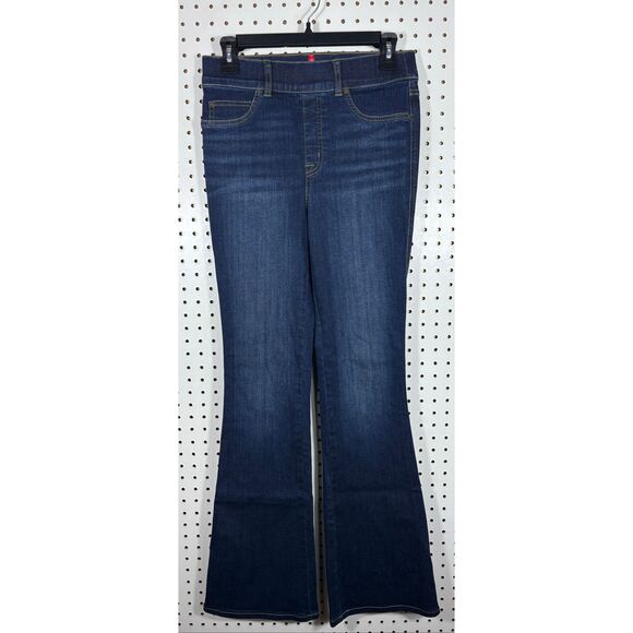 Spanx EveryWear Flare Jeans Dark Wash High Rise Long Blue Midnight Shade size S - Picture 1 of 9